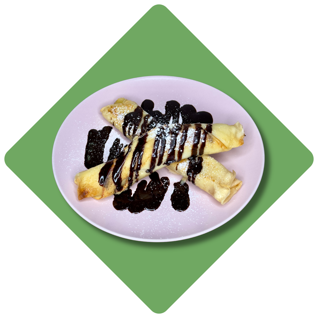 Lietiniai blyneliai su bananais ir šokoladu