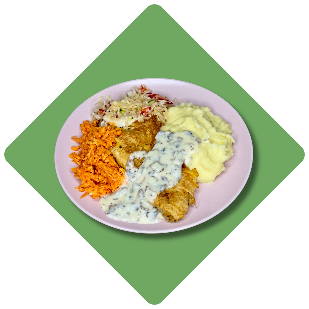 Lietuviškas karbonadas su pievagrybių padažu ir svogūnais