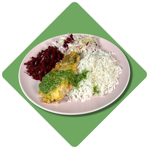 Jūros lydekos kepsnys su žolelių padažu