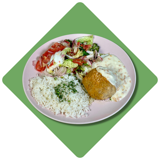 Maltas žuvies kotletas su daržovių padažu, gardintu žolelėmis