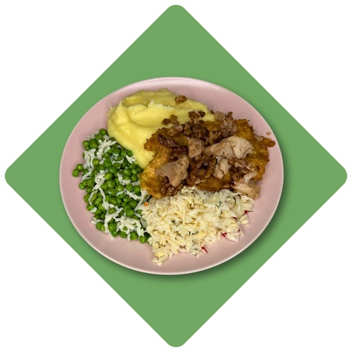 Lydekos kepsnys su kalafiorais, gardintas graikiškais riešutais