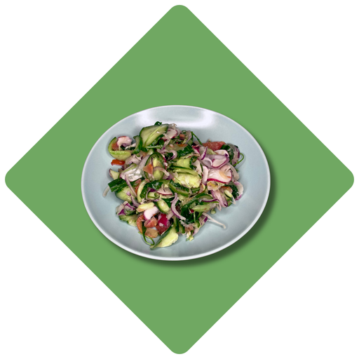 [0302/200] Pekino kopūstų salotos su agurkais, pomidorais ir česnakais (200 g)